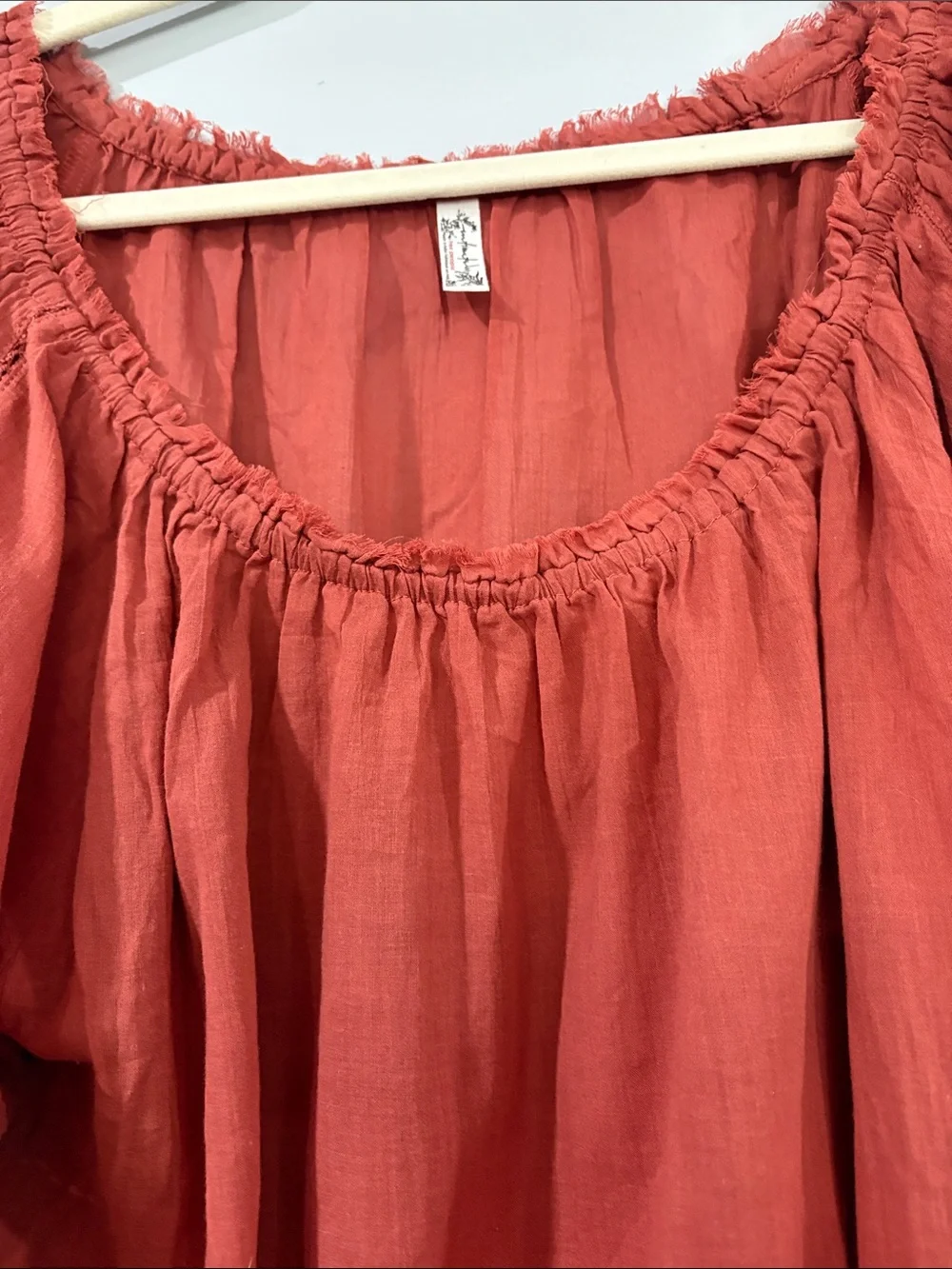 FREE PEOPLE RUST ORANGE OFF SHOULDER PEASANT BOHO COTTON BODYSUIT SIZE/ S